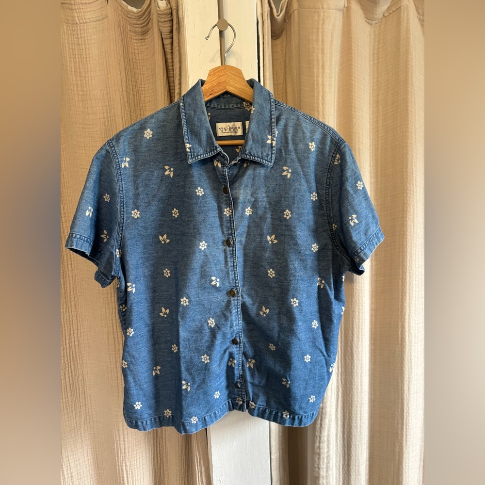 Vintage Villager Sport Denim Button Down Blouse- 16